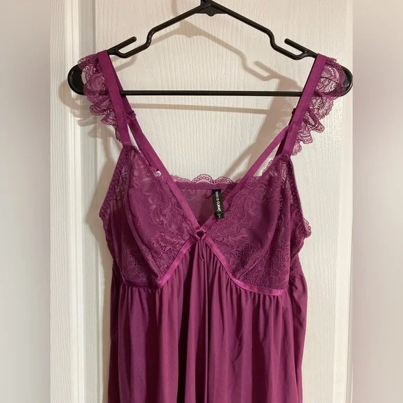 Torrid Curve Lace Strapy Sheer No Wire Purple Babydoll Lingerie Size 2X - Picture 2 of 6